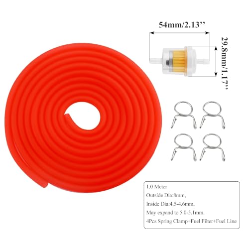 Image of PRO BAT 0.2''x39''(5mm x 1m) Mini Bike Gas Fuel Hose Line Inline Fuel | Filter for Chinese GY6 50cc 150cc 139QMB 157QMJ Scooter ATV Motorcycle XRS Buggy Go karts Parts, Red