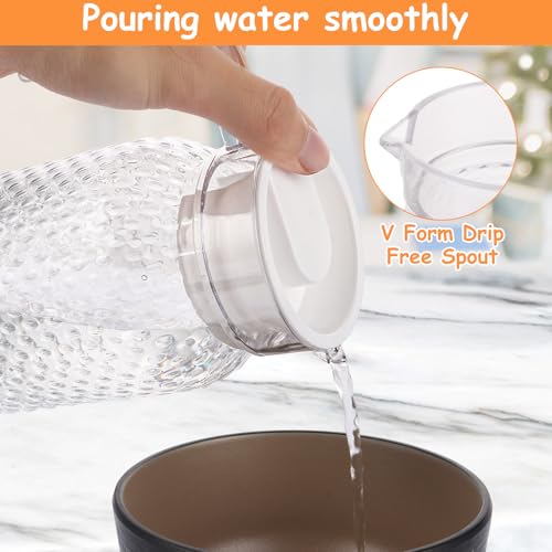 3PCS 1L/35oz Acrylic Pitcher with Lid, Transparent Plastic Water Jug, Unbreakable Juice Jug Fridge Door Pitcher for Ice Tea, Milk, Beverage, Lemonade - Image 4