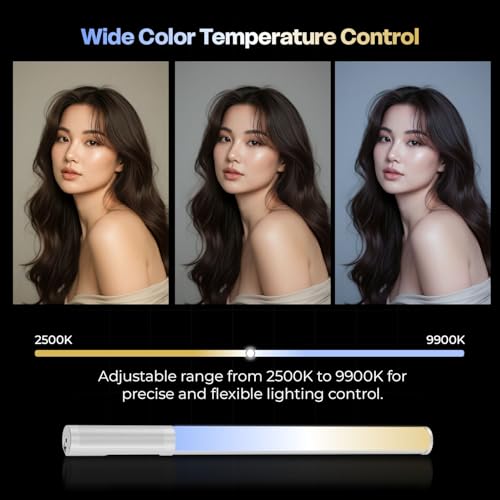 Image of HIFFIN HF-225 RGB LED Stick Light with 10W Power, RGB CCT HSI Mode, 2500K-9900K Adjustable, 24 FX Effect, App Control, 2600mAh Battery, Type-C Charging, 1000LM Output Stick Light for Photography.
