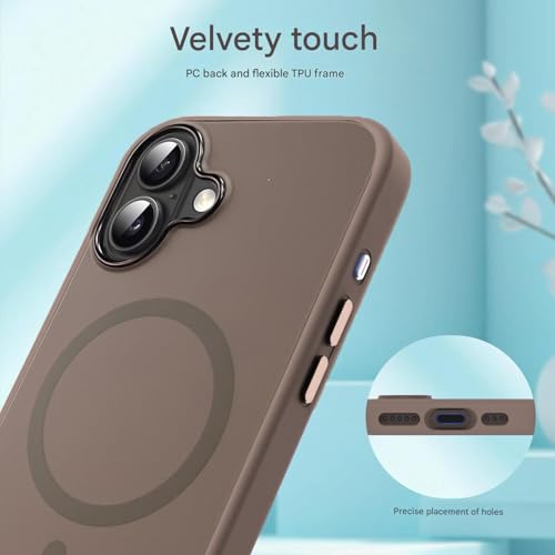 Image of Elzzi Magnetic for iPhone 17 Case (2025) (Compatible with MagSafe)(Military Grade Drop Protection) Matte Shockproof with Anti-Fingerprint Phone Cover, 6.3''|Brown