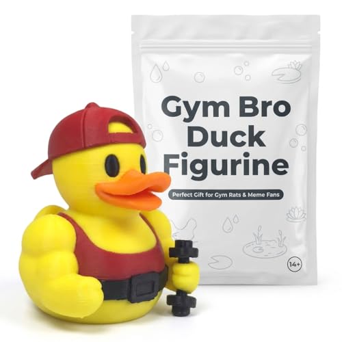 Fitness Duck Collectible Figurine - Muscular Gym Bro with Dumbbell Desk Decor for Fitness Enthusiasts - 3D Printed in Canada