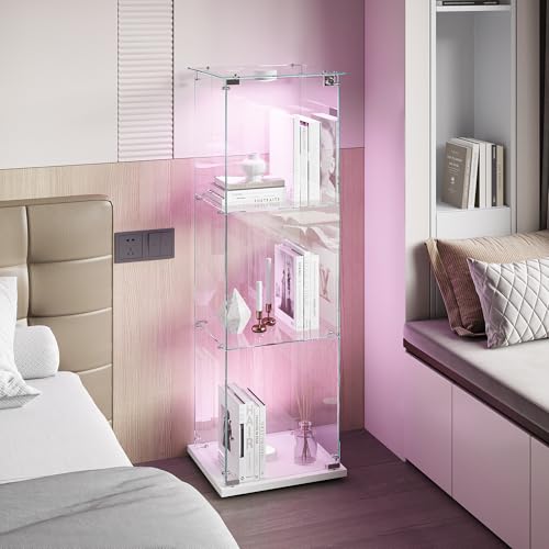 Vitrina de cristal de pie con LED 3 capas