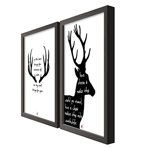 Image of PAINTINGMANTRA Motivational Quote wall art painting for living room, Deer motivational framed painting, 13x18 Inch