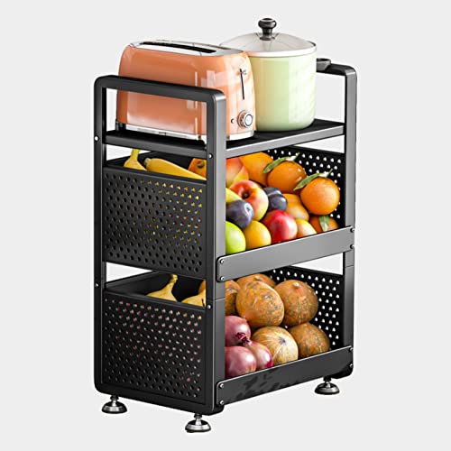 ZOLPINL Cesta de Frutas de 2 Niveles, frutero de Metal para encimera y Soporte para Verduras, frutero para Cocina, para Almacenamiento de Frutas y Verduras y refrigerios, frutero Negro par