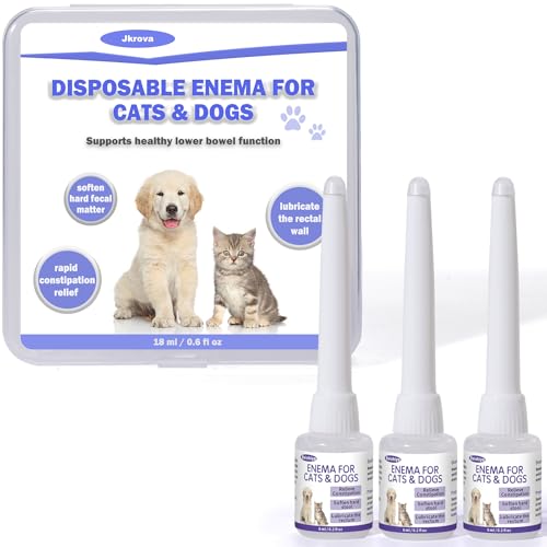 Jkrova Disposable Enema for Dogs & Cats | Rectal Gel Syringe for Constipation Relief | Quickly Softens Stool Stimulates and Eases Painful Bowel Movements | Pet Enema 6mL (3 Pack)