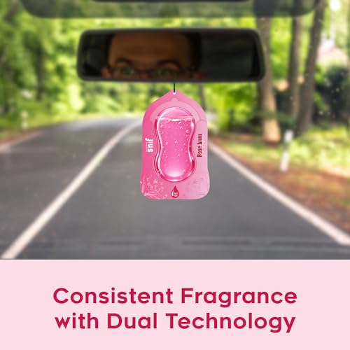 Image of Car Air Freshener Hanging - Snif Gel Car Perfume, Essential Oil Based Long Lasting Car Fragrance (30-45 Days), Odor Eliminator Auto Air Freshener for Car - Rose Aura