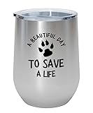 Flairy Land Veterinarian Silver Edition Wine Tumbler 12oz - To Save Life - Vetenary Staff Nurse Med Mom Student Appreciation From Animal Cat Dog Pet Lover
