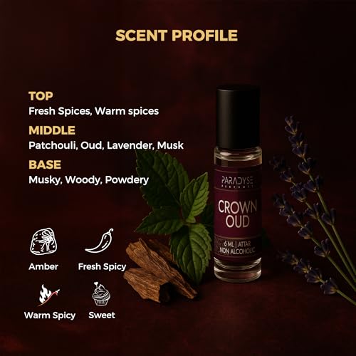 Image of Crown Oud Attar | Non-Alcoholic Perfume Oil Roll on | Luxury Attar | Premium and Long lasting | 6 ml
