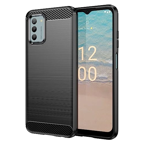 Capa de celular para Nokia G42, fibra de carbono refinada, anti-queda, anti-impressões digitais, proteção total - preta