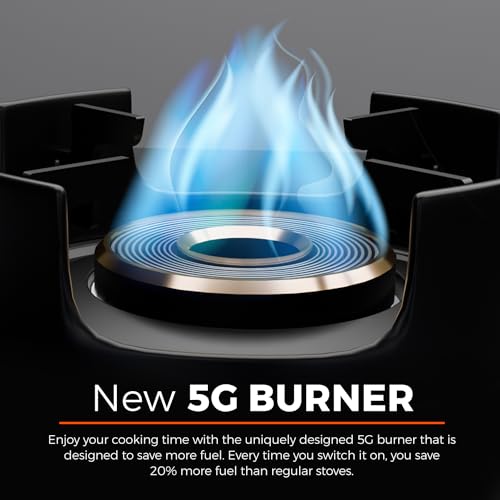 Surya Flame Futura Series Ultra Slim Body Gas Stove 3 Burner | 5G Brass Burners, Flame Guard Pan Support, Brass Revolving Nozzle, Manual Ignition,... - Image 4
