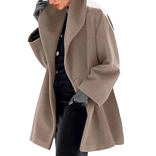 Gabardinas para Mujer, Chaqueta de abrigo de lana, Chaqueta de longitud media, abrigos de gran tamaño, cuello de solapa Peacoat, prendas de vestir cálidas para mujer