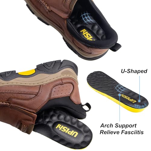 UPIShi Men's Hands Free Slip On Walking Leather Loafers Slip-ins Work Office Dress Casual Outdoor Lightweight Cushioning Shoes3