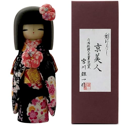 こけし 京美人 黒 コケシ 人形 創作こけし 木製 日本製 日本のお土産 ホームステイのおみやげ 新築祝 初節句 入学祝 誕生祝 記念品 母の日 敬老の日の贈り物 インテリア 室内飾り 民芸玩具 伝統工芸品 日本のおみやげ