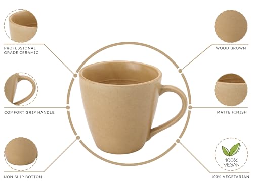 Image of Bodhi House Handcrafted Ceramic Coffee Mug Set of 1 Pieces (350 Ml), Stoneware Tea Cup, Microwave Safe Large Milk Mug, Matte Finish, Ideal for Daily use, Casual Gatherings and Gifting, Wood Brown