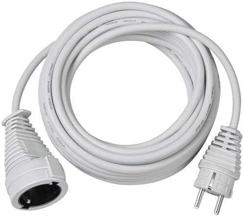 Brennenstuhl Qualitäts- Kunststoff-Verlängerungskabel mit Schutzkontakt-Stecker und -Kupplung (Verlängerungskabel für innen mit 5m Kabel) weiß