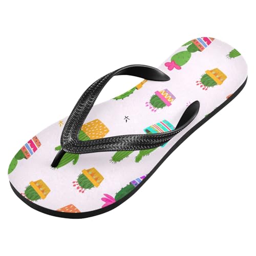 Pink Cactus Flower Flip Flops for Beach Thong Sandals Anti-slip Lightweight Shower Shoes for Indoor Outdoor House2