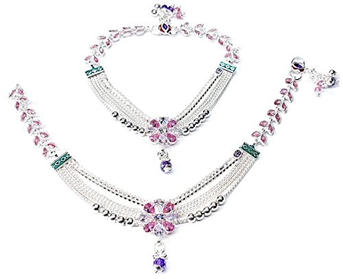 Shree Shobha Collection Silver Anklet Jewellery for Womens Chandi Ki Payal Size-10.5 Inches Weight-75Gm