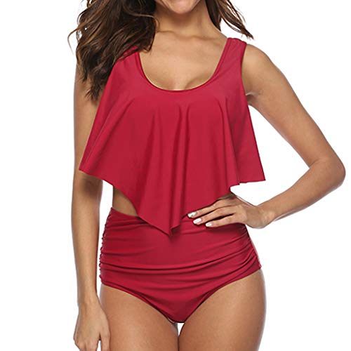 Bikini Swimsuit for Women,Women's Ruffle Bikini Swimsuit High Waisted Bottom Plus Size Swimwear Tankini Chaofanjiancai