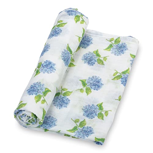 Image of LollyBanks Baby Blanket, 100% Cotton Muslin Swaddle Blankets for Girls, Large 47 x 47 Inches Newborn Blanket, Soft and Breathable Receiving Blankets, Baby Essentials, Registry (Hydrangea Print)