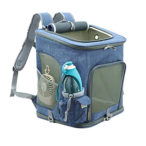 Yugoujiu Extra großer Haustier Rucksack 10 kg Hund Rucksack Sommer atmungsaktiv aus Tragetasche zusammenklappbaren Katzenrucksack,Blau-Blau,L (Haustiergebrauch innerhalb von 10kg) Cover