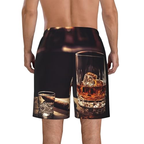 Men's Swim Trunks Whisky and Cigar Quick Dry Board Shorts with Pocket Swimsuit Swimwear for Men Beach Shorts2