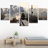 SIGNWIN 5 Panel Canvas Wall Art Modern Art Cars Edgy Industrial Mixed Media Multicolor Transportation for Home Decorations Ready to Hang - 60