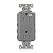 Leviton G5262-WTG 15A-125V Extra-Heavy Duty Industrial Grade Weather/Tamper-Resistant Duplex Self-Test GFCI Receptacle, Gray, 15-Amp