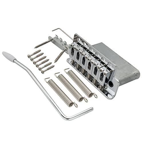 Musiclily Pro 54mm Set de chevalet Tremolo moderne pour guitare électrique de style Strat, Chrome - Les Beatles, Paul McCartney, John Lennon, RIngo Starr, George Harrison Musiclily Pro 54mm Set de chevalet Tremolo moderne pour guitare électrique de style Strat, Chrome