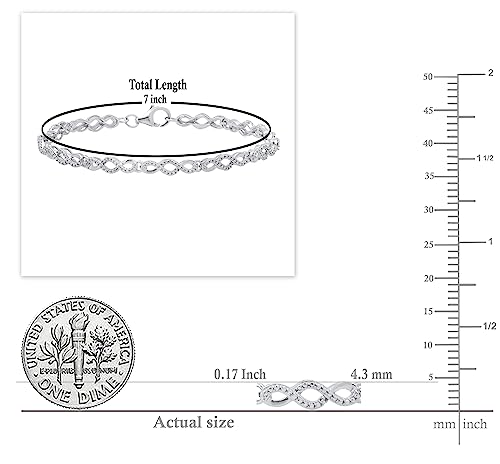 Dazzlingrock Collection Ladies Swirl Infinity Bracelet with Round White Diamond Accents, 925 Sterling Silver 5