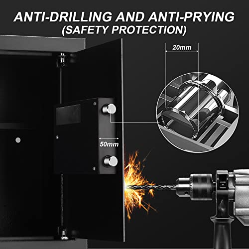 Tenamic Safe Box 2.0 Cuft Electronic Digital Security Box, Keypad Large Lock Box Cabinet Safes With Internal Light, Solid Alloy Steel Office Hotel Home Safe With 2 Passwords, Black #TOP3