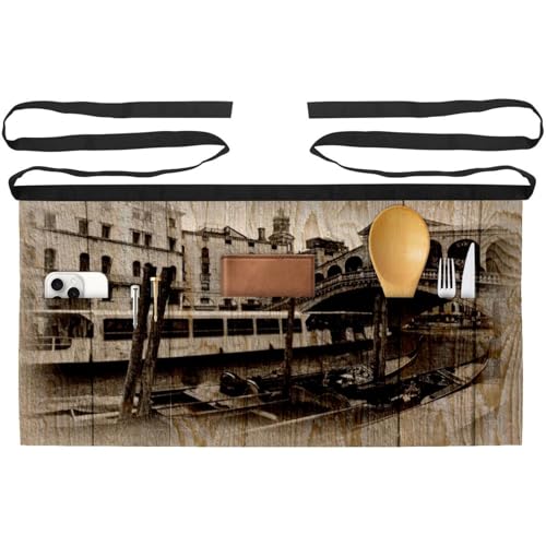 Tablier court de chef lot de 3 demi-tabliers à poches pour éviter les taches cuisine