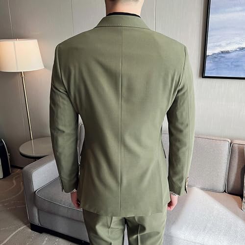 Men's Double Breasted Formal Dress Suit Slim Fit Business Casual 3 Piece Suit Set Wedding Prom Blazer Vest Pants4