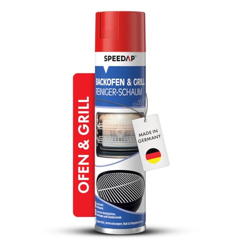 SPEEDAP Backofen- und Grillreiniger | 500 ml Schaum | kraftvoller Reiniger und Fettlöser für Backofen, Grill, Herdplatte, Ceranfeld und Kaminglas | löst selbst stark eingebrannten & rußigen Schmutz