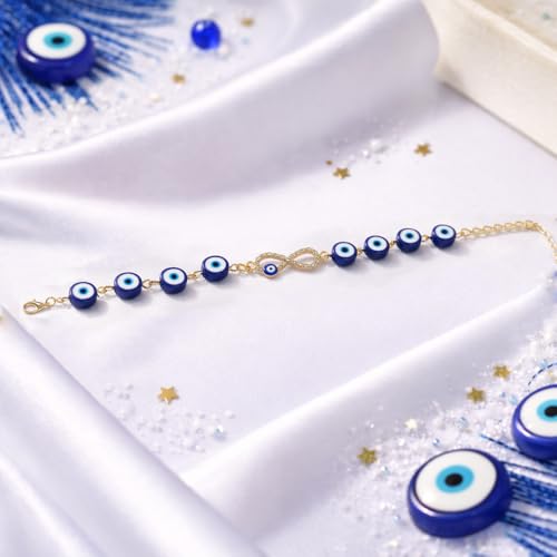 Image of CraftVatika Evil Eye Blue Bracelet for Women Daily Use, Infinity Shape Cubic Zirconia Diamond Bracelet for Women Jewelry for Gift, Adjustable Charm Bracelet Aesthetic Accessories Jewellery friendship