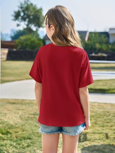 Image of Haloumoning Girls Short Sleeve T-Shirts | Kids, Summer,Girls shirts,Oversized t shirts,Girls T-Shirts,Oversized Tops, Casual Crewneck, Basic Tees 5-14Y