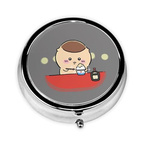 ピルケース ちいかわ くりまんじゅう 薬ケース 薬箱 薬整理ケース 錠剤入れ 薬入れ 丸型 3仕切り かわいい おしゃれ 折りたたみ式 軽量 耐久性 密閉 遮光 防湿 飲み忘れ防止 携帯便利 コンパクト 旅行用