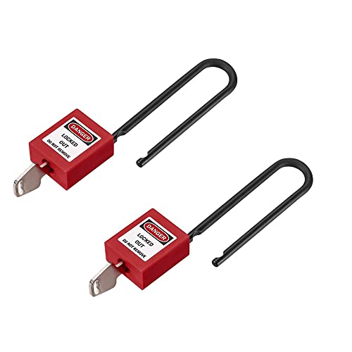 Image of 6mm Lockout Tagout Locks Safety Padlock Loto Locks Keyed Differently PA Lock Out Tag Out Steel Shackle Small Luggage Padlocks Red 2PCS