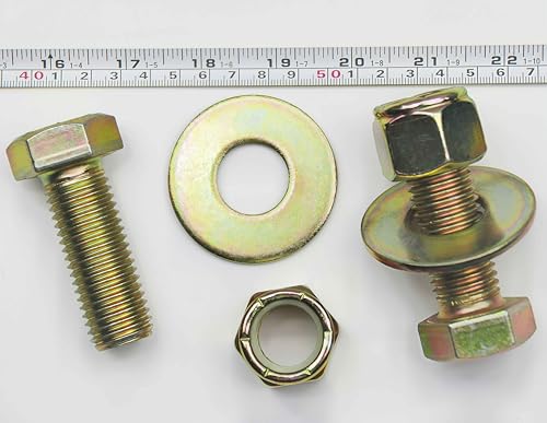 Image of 7 /8 inch x 2-1 /2 inch Hex Head Bolt by Color Galvanization with Nylon Lock nut and Large Size Washer Assortment Kit,Alloy Steel,Grade 8.(4pcs Pack),by Metalsuberg