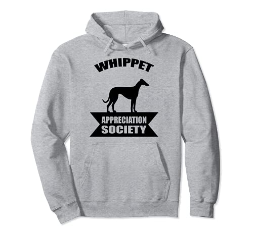 Whippet Dog Pullover Hoodie, Grey, S