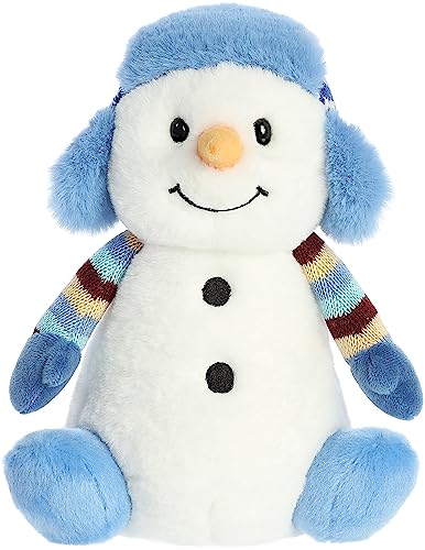 Aurora® Festive Holiday Land of Lils™ Aspen Snowman™ Stuffed Animal - Seasonal Cheer - Heartwarming Gifts - White 9.5 Inches