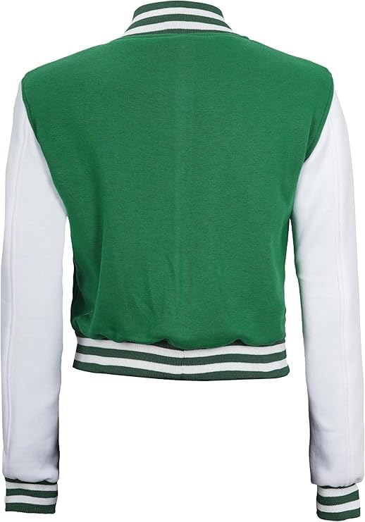 Decrum Cropped Varsity Jacket Women - Casual Highschool Bomber Style Womens Baseball Jackets - Image 4