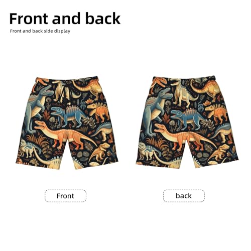 Boys Swim Trunks Beach Shorts Summer Surf Kids Youth Bathing Suits, Dino Dinosaur Art2