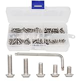 binifiMux 50pcs M5-0.8mm Button Head Torx Security Screws Assortment Kit w T25 Wrench, Stainless Steel, M5x8mm/ 10mm/ 12mm/ 16mm/ 20mm, Tamper Proof Screws
