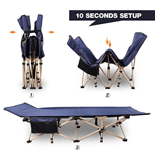 Redcamp Folding Camping Cots With Cot Pads For Adults Heavy Duty, 28" Extra Wide Sturdy Portable Sleeping Cot For Camp Office Use, Blue #TOP3