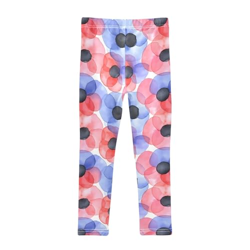 Abstract Cute Watercolor Floral Girls Leggings Soft Comfortable Athletic Leggings Dancing Pants for 4-10 Years2