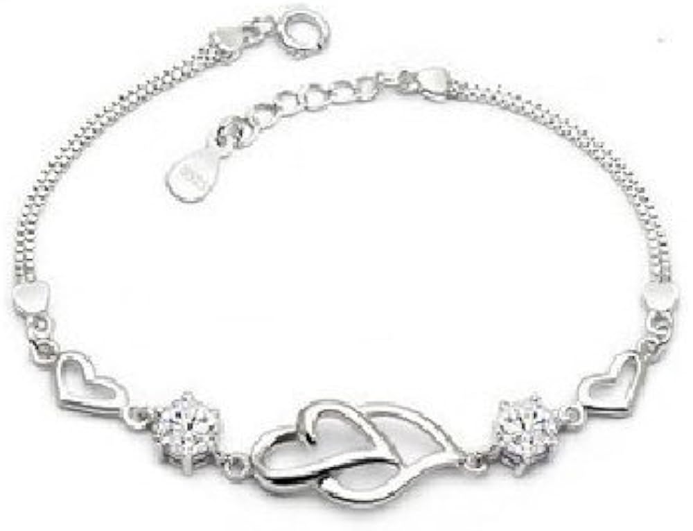 White Retop Jewelry New Valentine S Day Heart Shaped Sterling Silver Diamond Bracelet S 021 Cuff Foretadrenaline Com