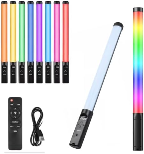 Bastão de Luz LED RGB Portátil Com 10 Modos, Controle Remoto, 320...