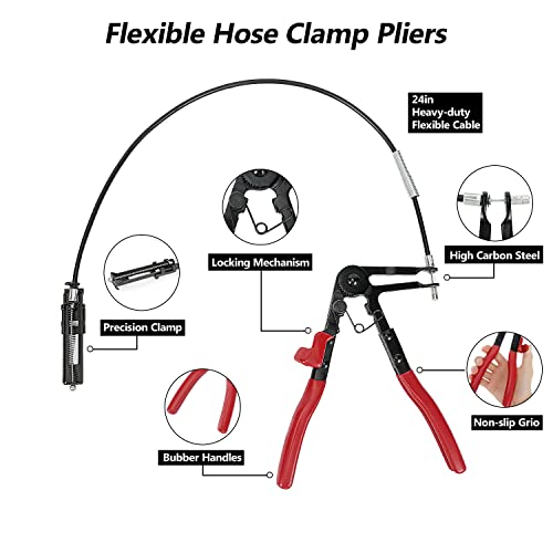 THOROAD Hose Clamp Pliers,9PCS Hose Clamp Remover Kit Car Fuel Oil
