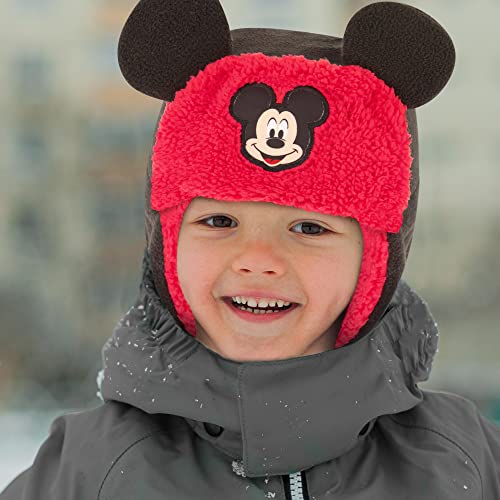 Disney Boys Mickey Mouse Toddler Fleece Trapper Winter With Sherpa Lining And Mitten Set Beanie Hat, Mickey Mouse, 2-4T Us #TOP1