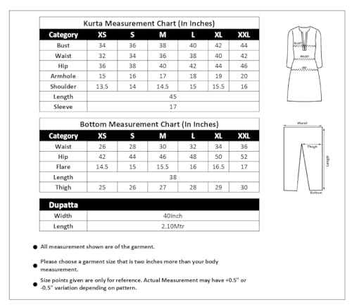 Image of SKYLEE Cotton Printed, Embroidery and Mirror Work A-Line Kurta Set with Dupatta